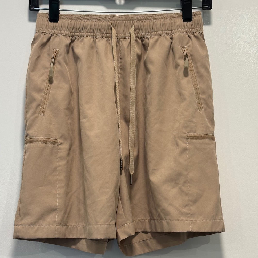 Willit Mens Hiking Cargo Shorts Khaki Tan XS Elastic Waist Zipper Pockets‎ Trail